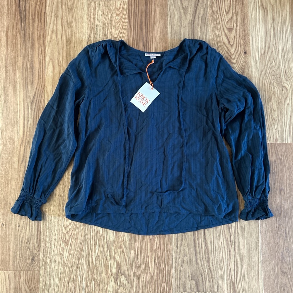 Knox Rose Deep Blue Long Sleeve Blouse